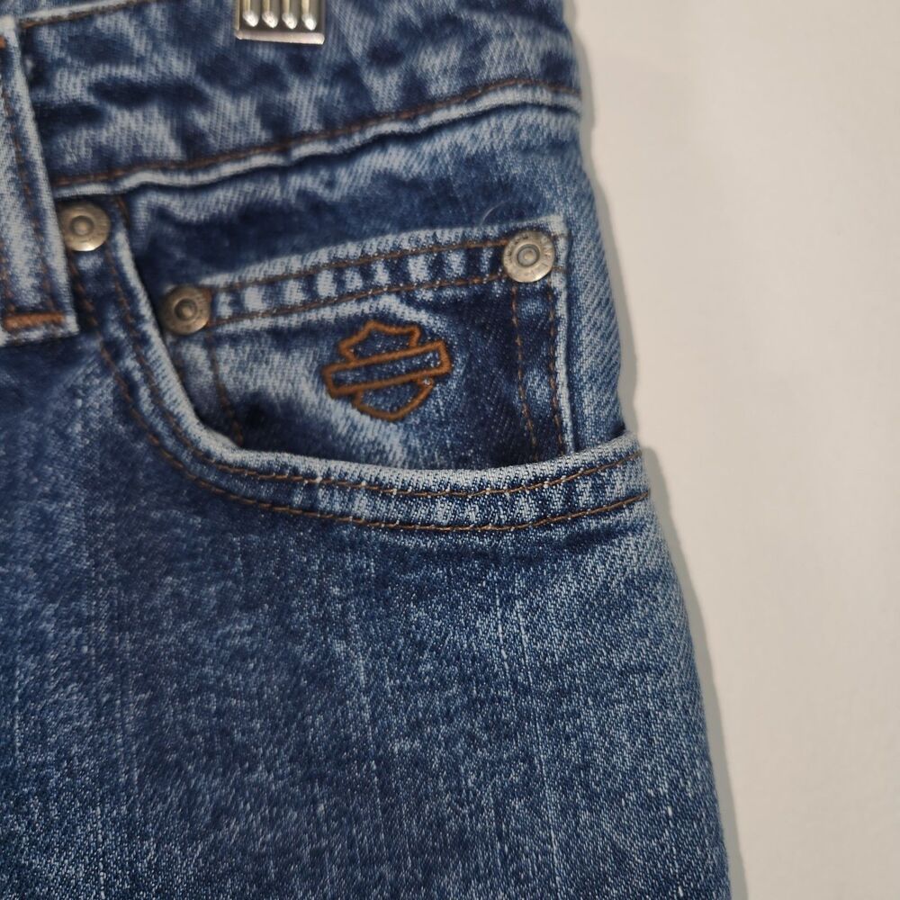 Harley Davidson Medium Blue Wash Denim Jeans Women's Size 12 LONG Boot Cut - Picture 3 of 13